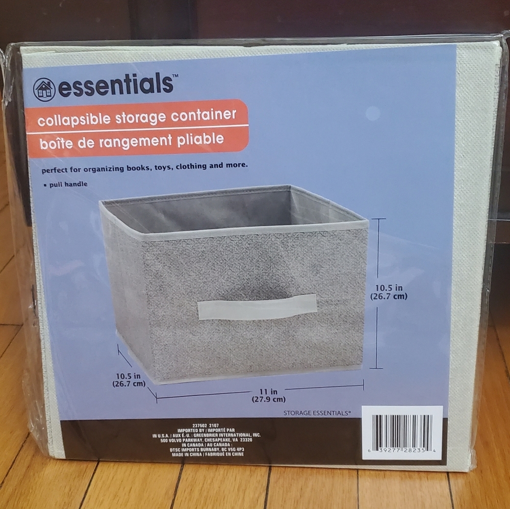Essentials Collapsible Storage Container 11 x 10.5 x 10.5 inches. Cube storage